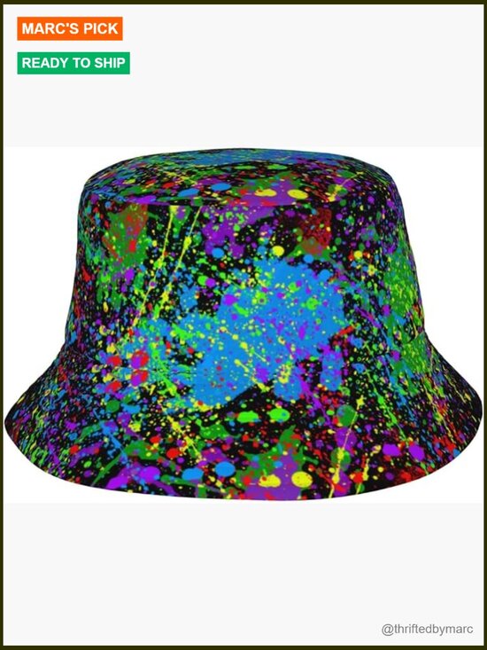 Glow in Dark Splatter Bucket Hat Sun Beach Fisherman Cap Outdoor main image 7